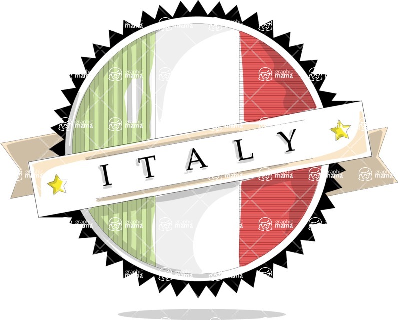 Italy Themed Graphic Collection - Italy Badge Vector Image